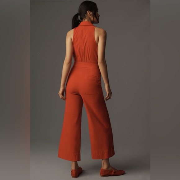 ✨ Anthropologie Crop Halter Jumpsuit Sz 14 - Picture 2 of 6